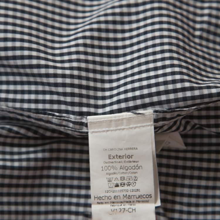 Pre Owned CH Carolina Herrera Monochrome Checked Cotton Button Down Collar Shirt XL