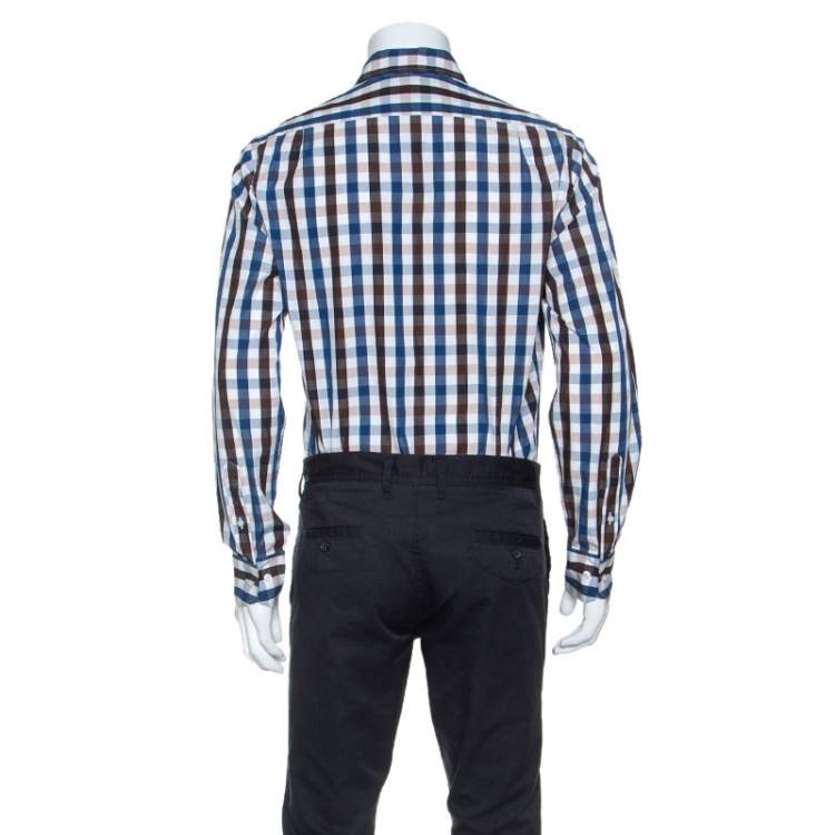 Pre Owned CH Carolina Herrera Gingham Check Cotton Button Down Shirt L