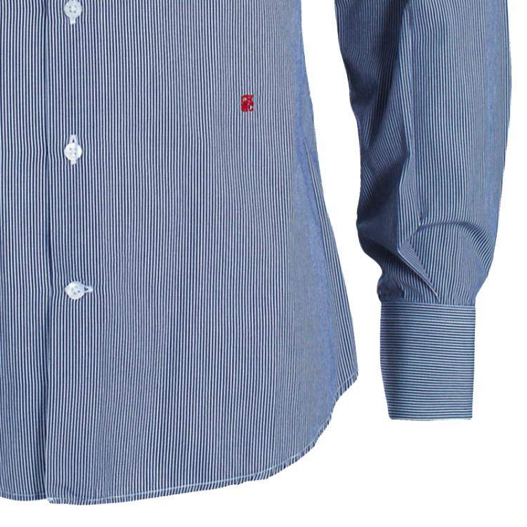 Pre Owned CH Carolina Herrera Men's Blue and White Striped Shirt S