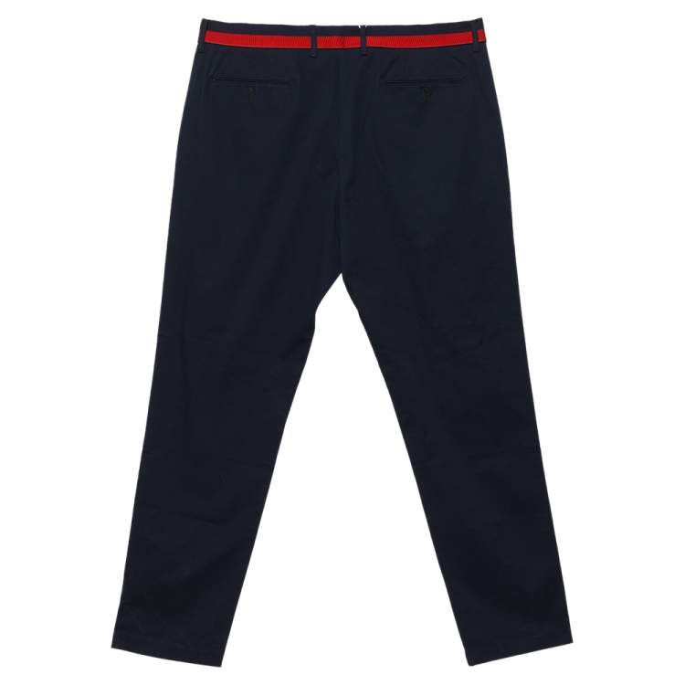 Pre Owned CH Carolina Herrera Navy Blue Cotton Trim Detail Pants XXL