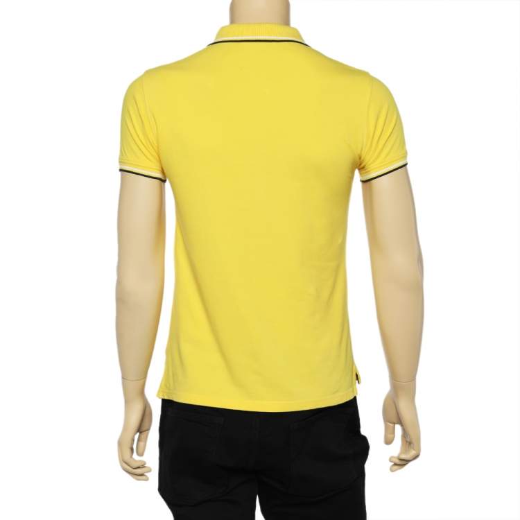 Pre Owned CH Carolina Herrera Yellow Logo Embroidered Cotton Knit Polo T-Shirt S