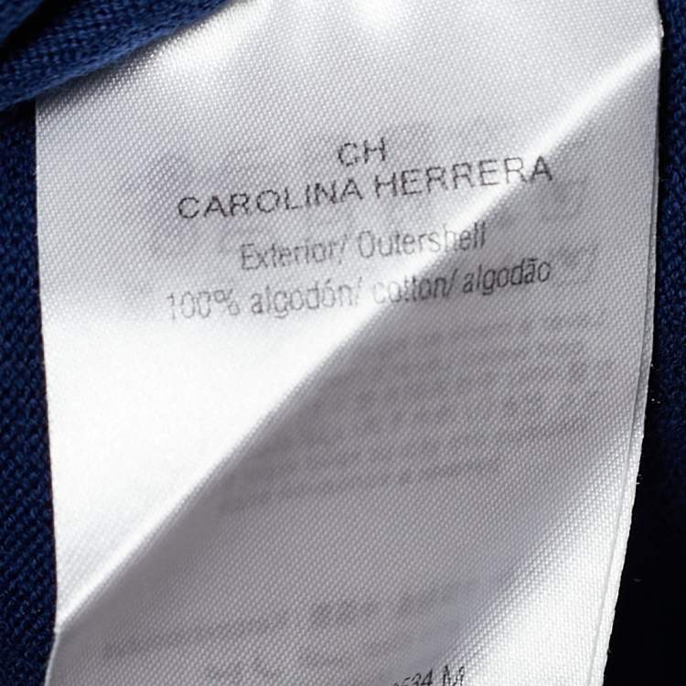 Pre Owned CH Carolina Herrera Blue Knit V Neck Long Sleeve Sweater M