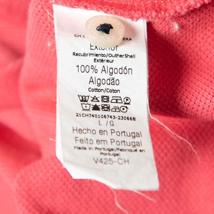 Pre Owned CH Carolina Herrera Pink Cotton Polo T-Shirts L