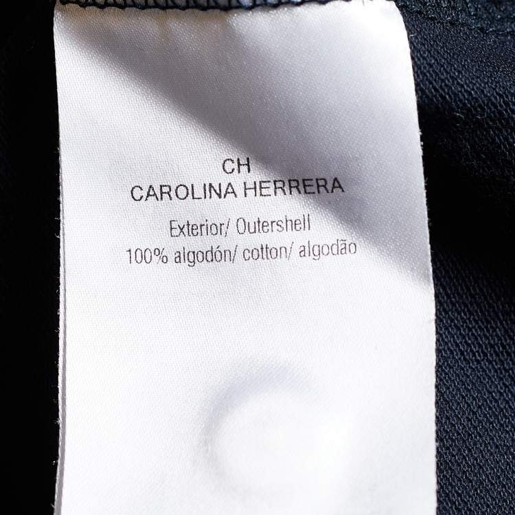 Pre Owned CH Carolina Herrera Navy Blue Logo Print Cotton Pique Polo T-Shirt XXL
