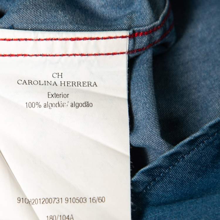 Pre Owned CH Carolina Herrera Blue Cotton Button Down Shirt L