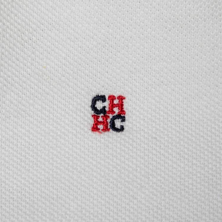 Pre Owned CH Carolina Herrera White Cotton Pique Short Sleeve Polo T-Shirt S