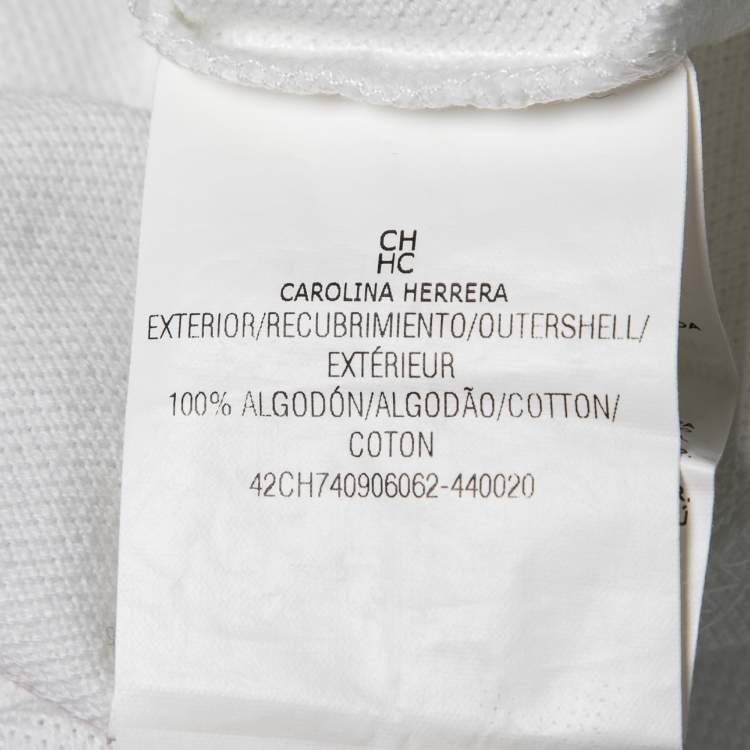 Pre Owned CH Carolina Herrera White Cotton Pique Short Sleeve Polo T-Shirt S