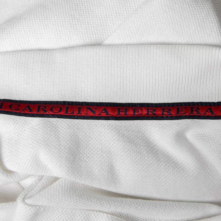 Pre Owned CH Carolina Herrera White Cotton Pique Short Sleeve Polo T-Shirt S