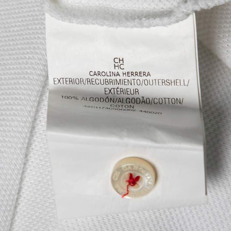 Pre Owned CH Carolina Herrera White Cotton Pique Short Sleeve Polo T-Shirt S