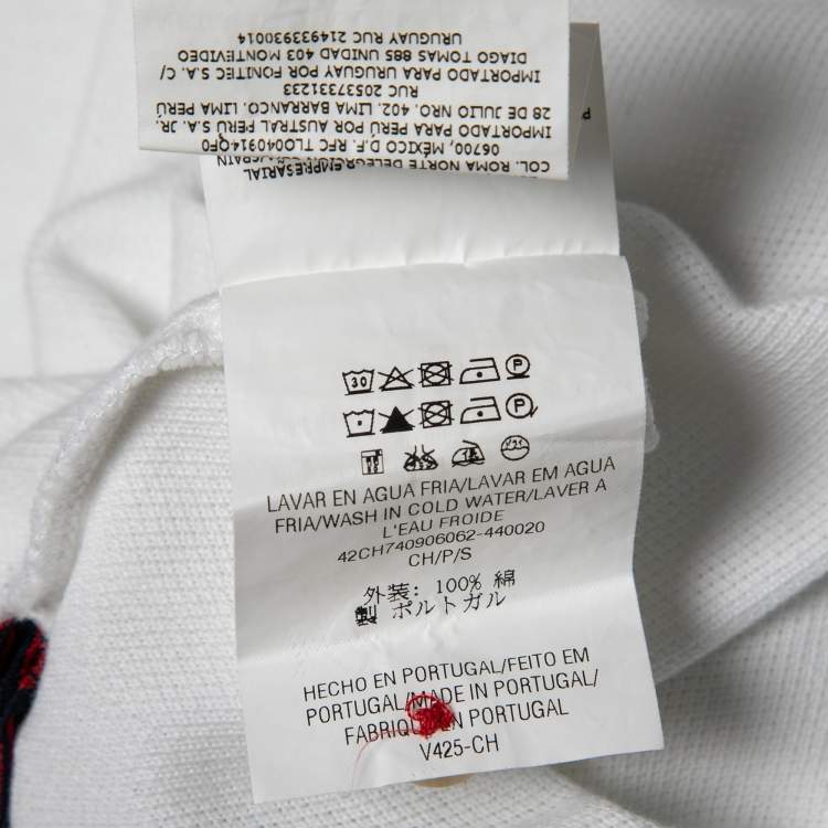 Pre Owned CH Carolina Herrera White Cotton Pique Short Sleeve Polo T-Shirt S