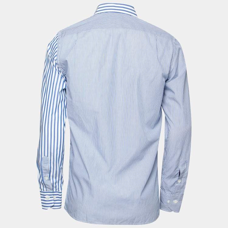 Pre Owned CH Carolina Herrera Blue Striped Cotton Button-Down Shirt M