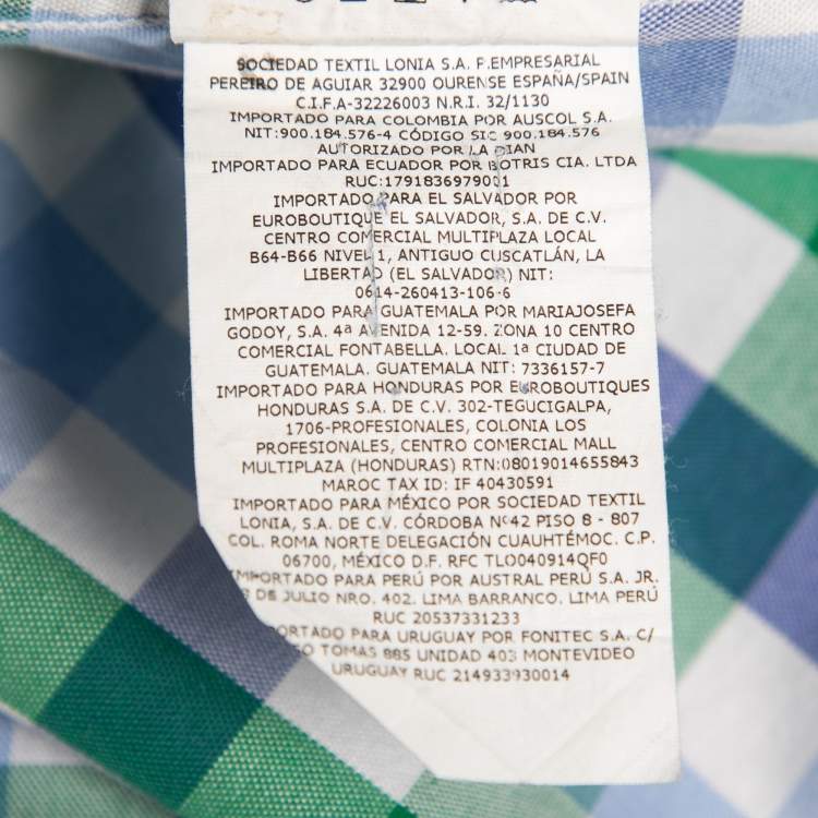 Pre Owned CH Carolina Herrera Blue Multicolor Check Patterned Cotton Button Down Shirt 2XL