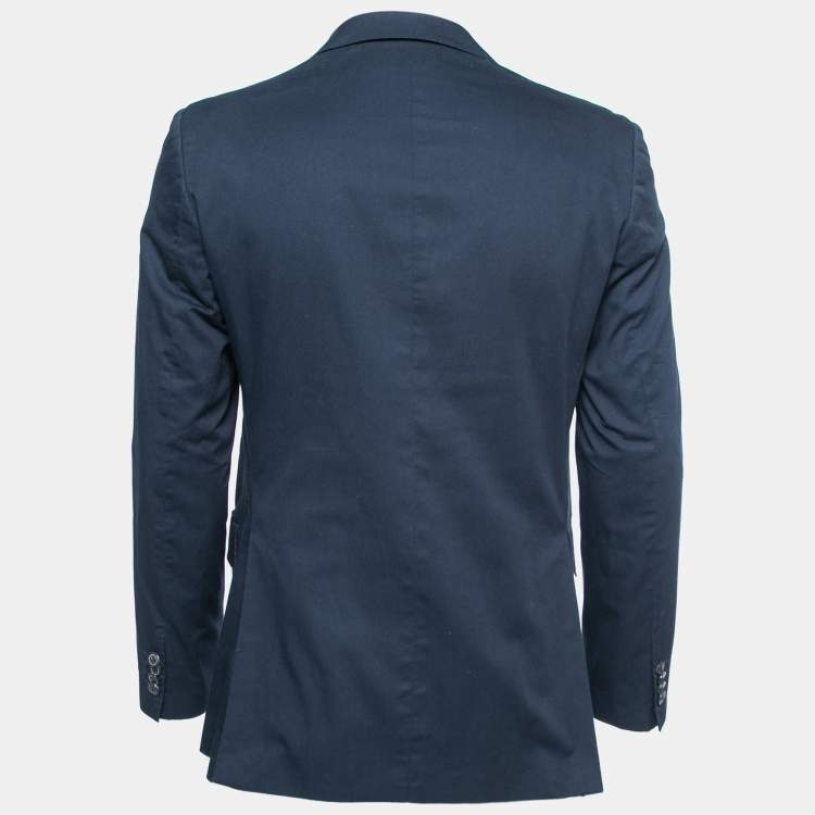 Pre Owned CH Carolina Herrera Midnight Blue Cotton Single Breasted Blazer M
