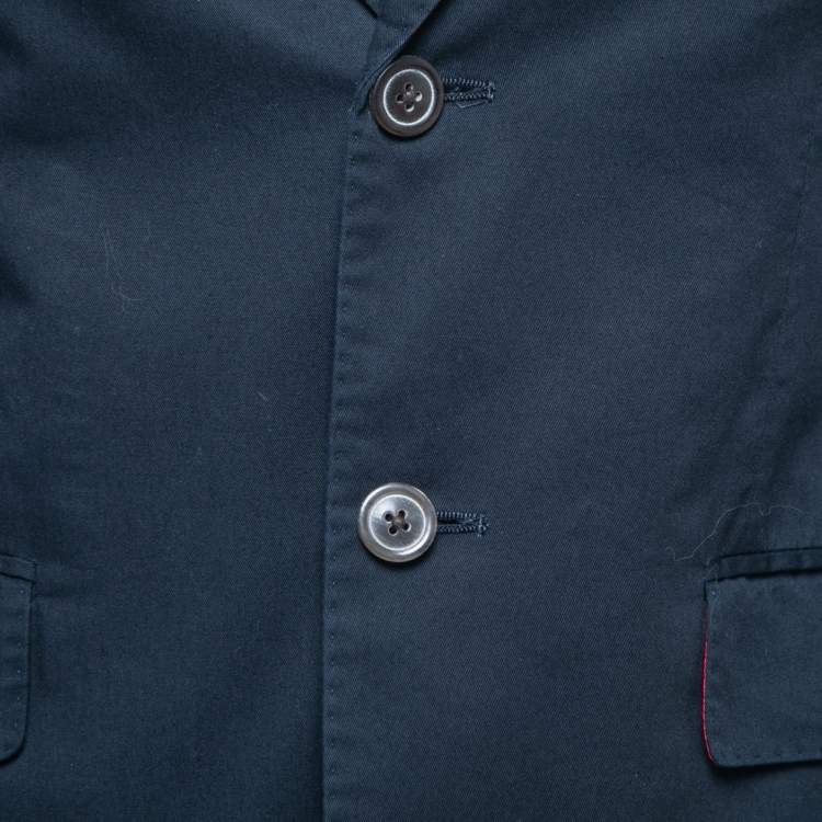 Pre Owned CH Carolina Herrera Midnight Blue Cotton Single Breasted Blazer M