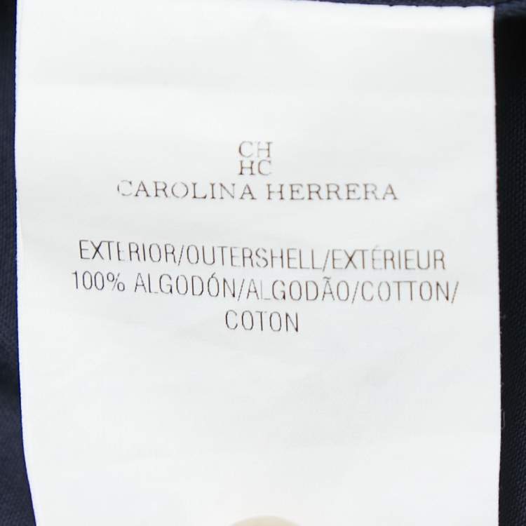 Pre Owned CH Carolina Herrera Navy Blue Cotton Stripe Detail Full Sleeve Shirt M