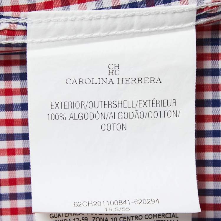 Pre Owned CH Carolina Herrera Navy Blue/Red Plaid Cotton Full Sleeve Shirt M