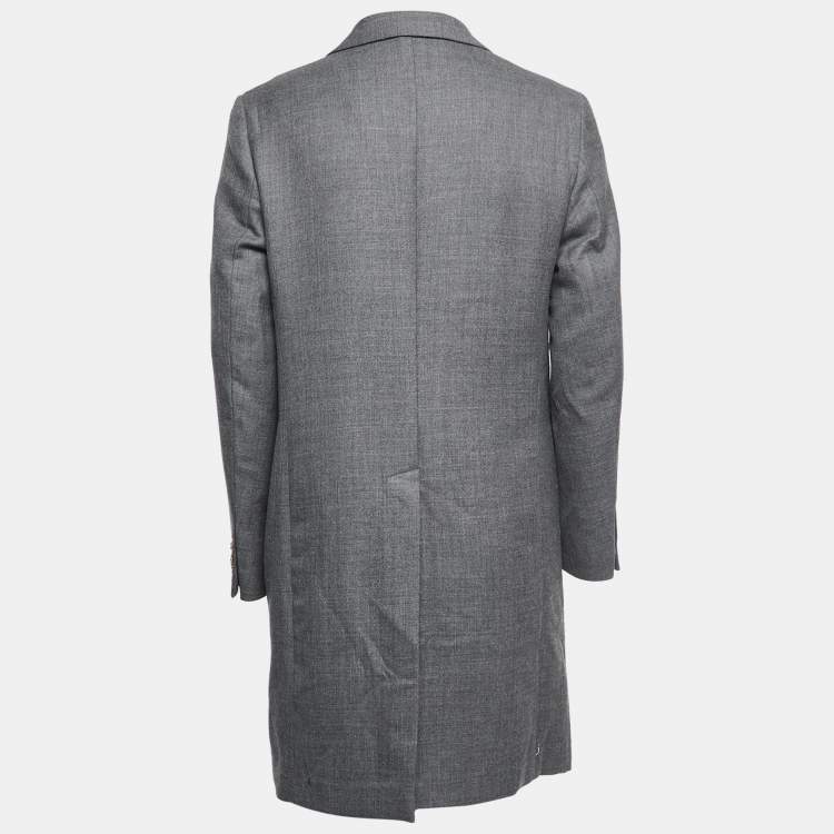 Pre Owned CH Carolina Herrera Grey Wool Single-Breasted Coat M