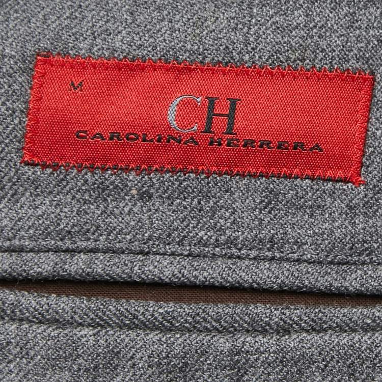 Pre Owned CH Carolina Herrera Grey Wool Single-Breasted Coat M
