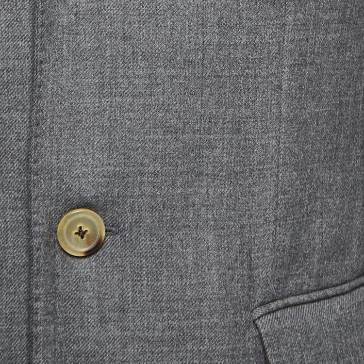 Pre Owned CH Carolina Herrera Grey Wool Single-Breasted Coat M