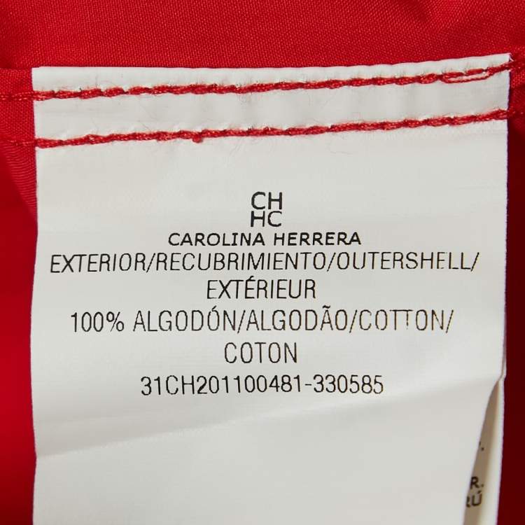 Pre Owned CH Carolina Herrera Red Logo Embroidered Cotton Button Down Full Sleeve Shirt XXL 