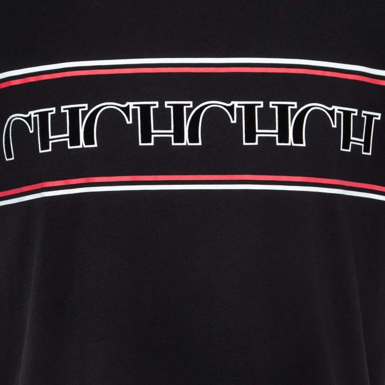 Pre Owned CH Carolina Herrera Black Printed Cotton T-Shirt L