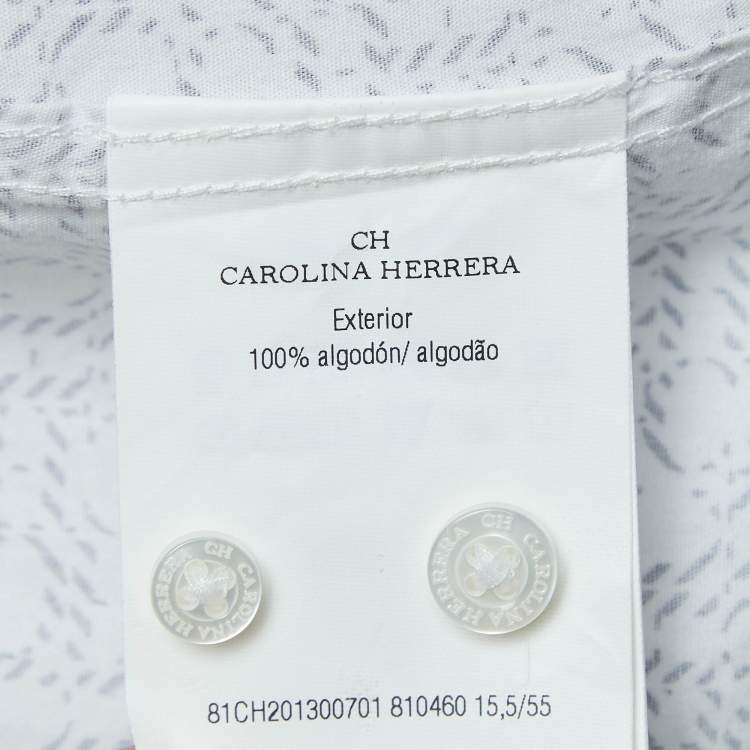 Pre Owned CH Carolina Herrera White Printed Cotton Long Sleeve Shirt M