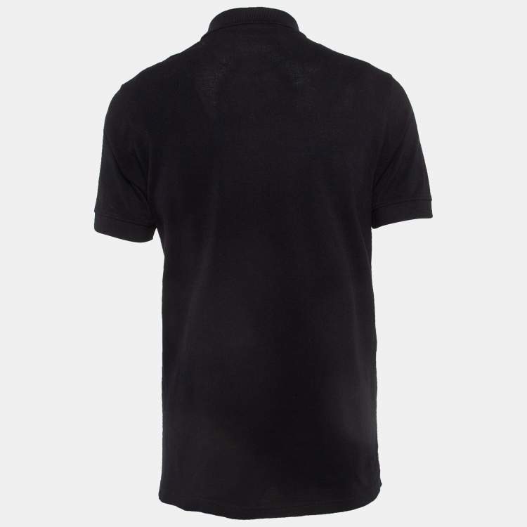 Pre Owned CH Carolina Herrera Black Embroidered Cotton Pique Polo T-Shirt L