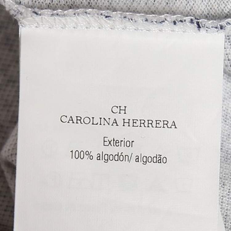 Pre Owned CH Carolina Herrera Blue Printed Cotton Pique Polo T-Shirt L