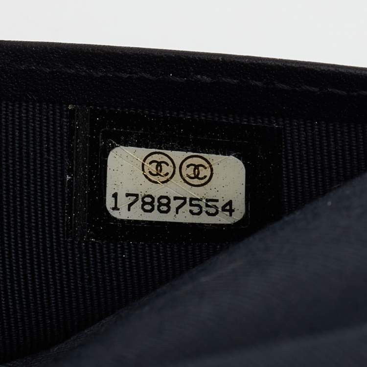 Pre Owned Chanel Black Quilted Caviar Leather CC Passport Holder