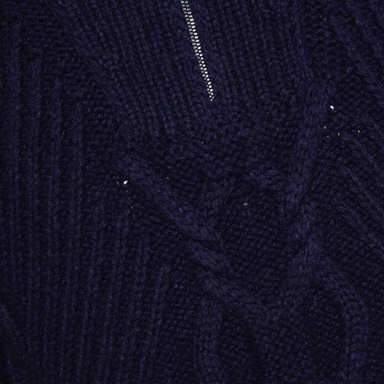 Pre Owned Chanel Indigo Wool Cable Knit Pullover M