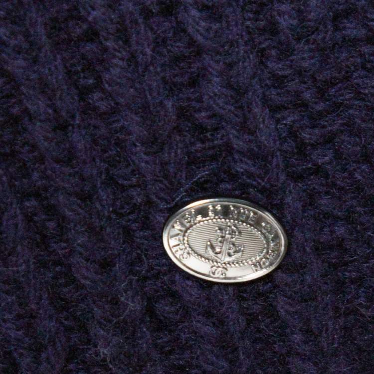 Pre Owned Chanel Indigo Wool Cable Knit Pullover M