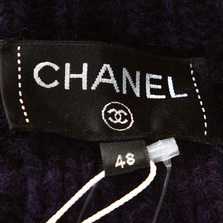 Pre Owned Chanel Indigo Wool Cable Knit Pullover M