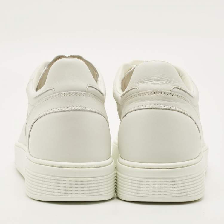 Pre Owned Chanel Size 46 White Perforated Leather Lace Up Sneakers