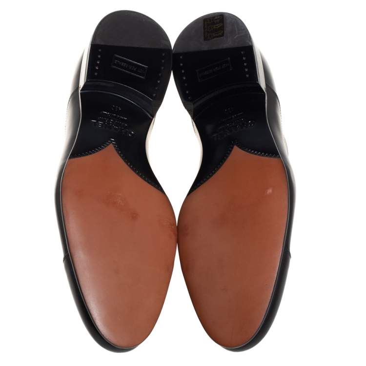 Pre Owned Chanel Black Leather Oxfords Size 43