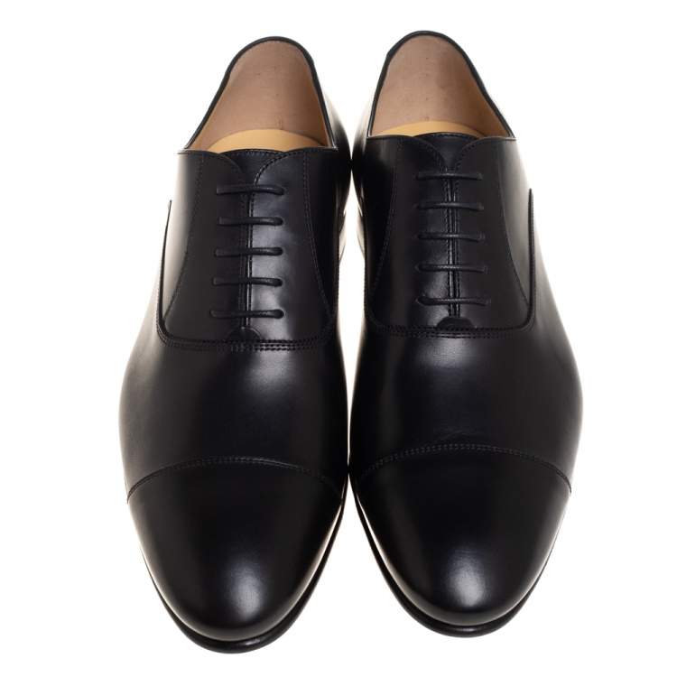 Pre Owned Chanel Black Leather Oxfords Size 43