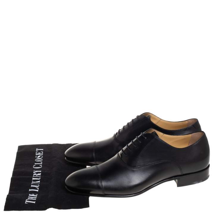 Pre Owned Chanel Black Leather Oxfords Size 43