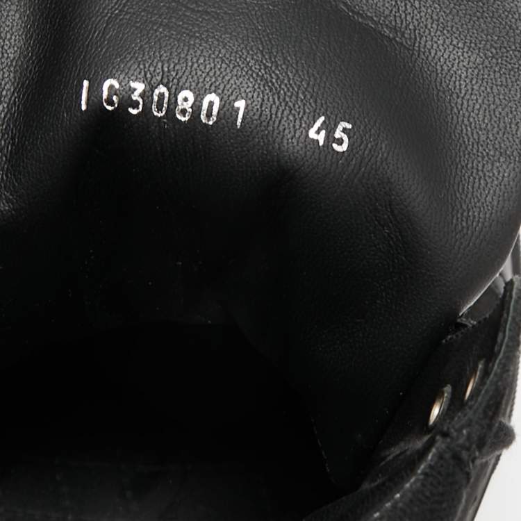 Pre Owned Chanel Black  Leather and Canvas  High-Top Sneakers Size 45 