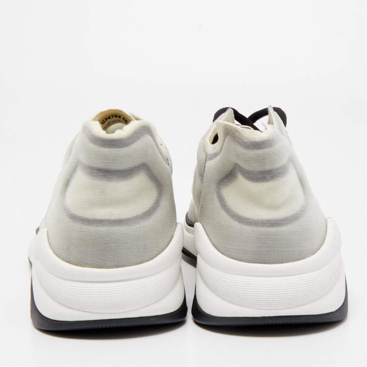 Pre Owned Chanel Cream/Black Mesh Lycra CC Low Top Sneakers Size 46