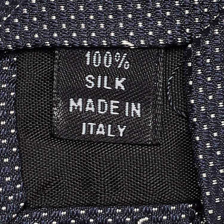 Pre Owned Chanel Navy Blue CC Patterned Silk Tie 