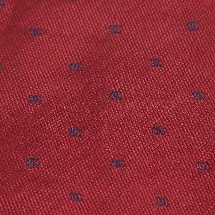 Pre Owned Chanel Red CC Logo Silk Tie 