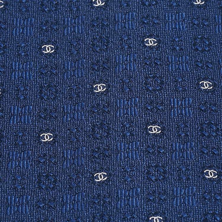 Pre Owned Chanel Blue CC Jacquard Silk Tie