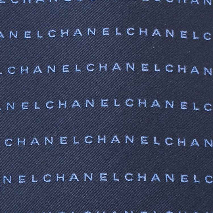 Pre Owned Chanel Blue Logo Pattern Silk Tie 