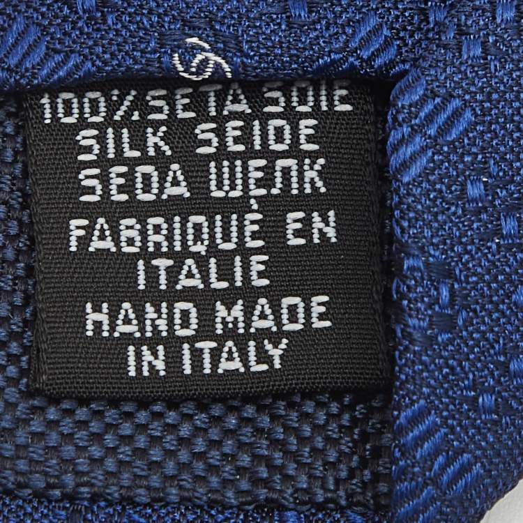 Pre Owned Chanel Blue CC Jacquard Silk Tie