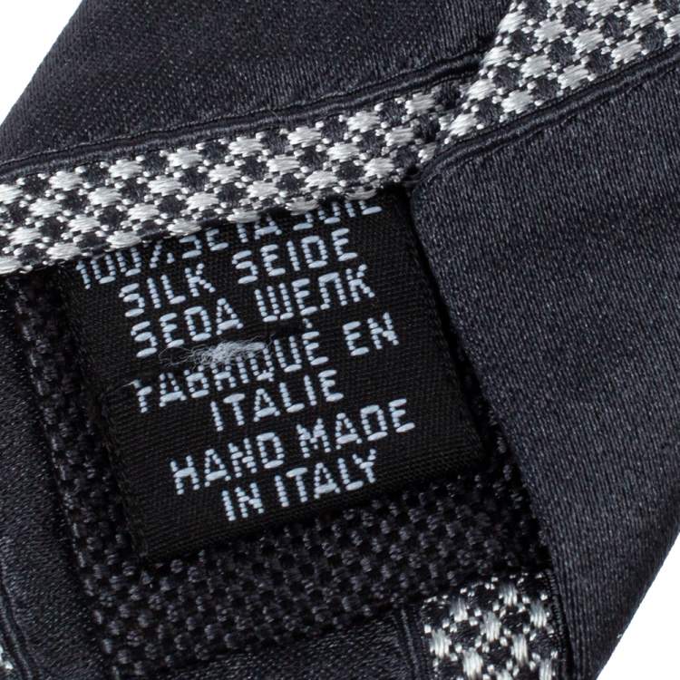 Pre Owned Chanel Vintage Navy Blue Geometric Print Silk Jacquard Tie 