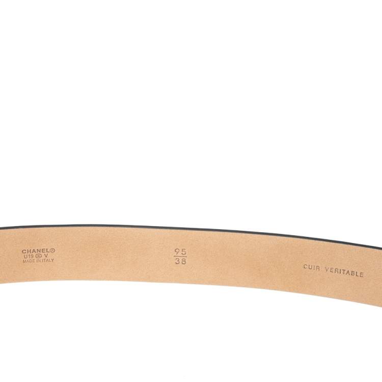 Pre Owned Chanel Black Leather Classic Belt 95CM