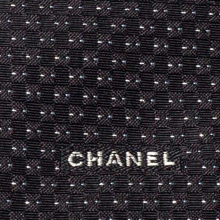 Pre Owned Chanel Black Lurex Jacquard Silk Skinny Tie