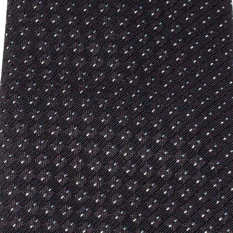 Pre Owned Chanel Black Lurex Jacquard Silk Skinny Tie