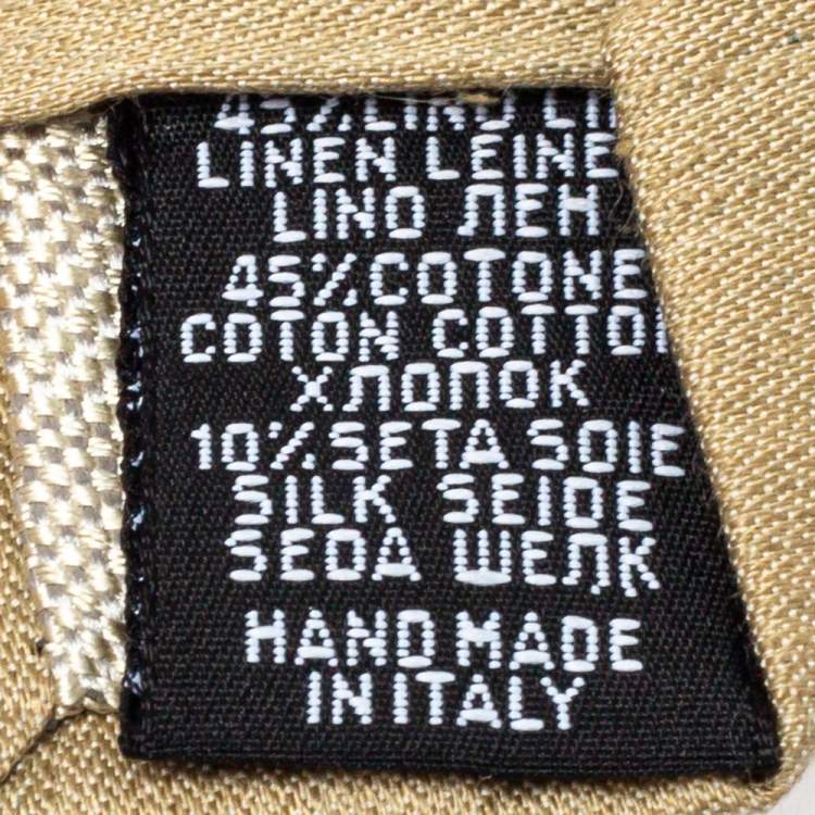 Pre Owned Chanel Beige Diagonal Striped Linen & Cotton Skinny Tie