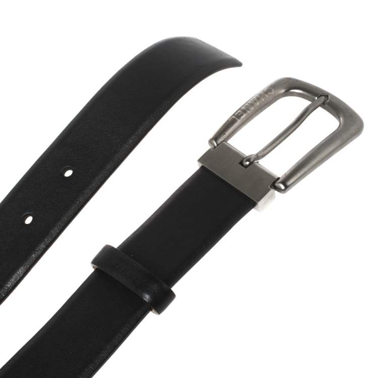 Pre Owned Chanel Black Leather Buckle Belt 95CM