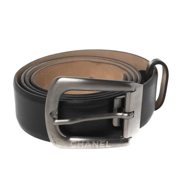 Chanel Black Leather Buckle Belt 95CM Chanel